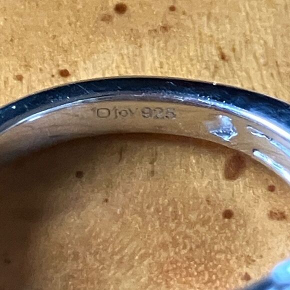 Natural Black Spinel Sterling Silver Cocktail Ring Size 7 - Picture 6 of 9